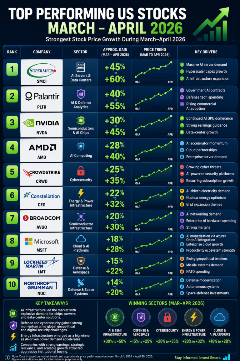 Top US performing stocks - March April 2026